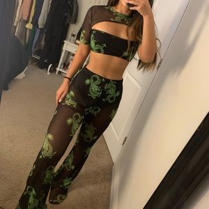 PLT - Black Green Dragon 2 piece set - NWOT